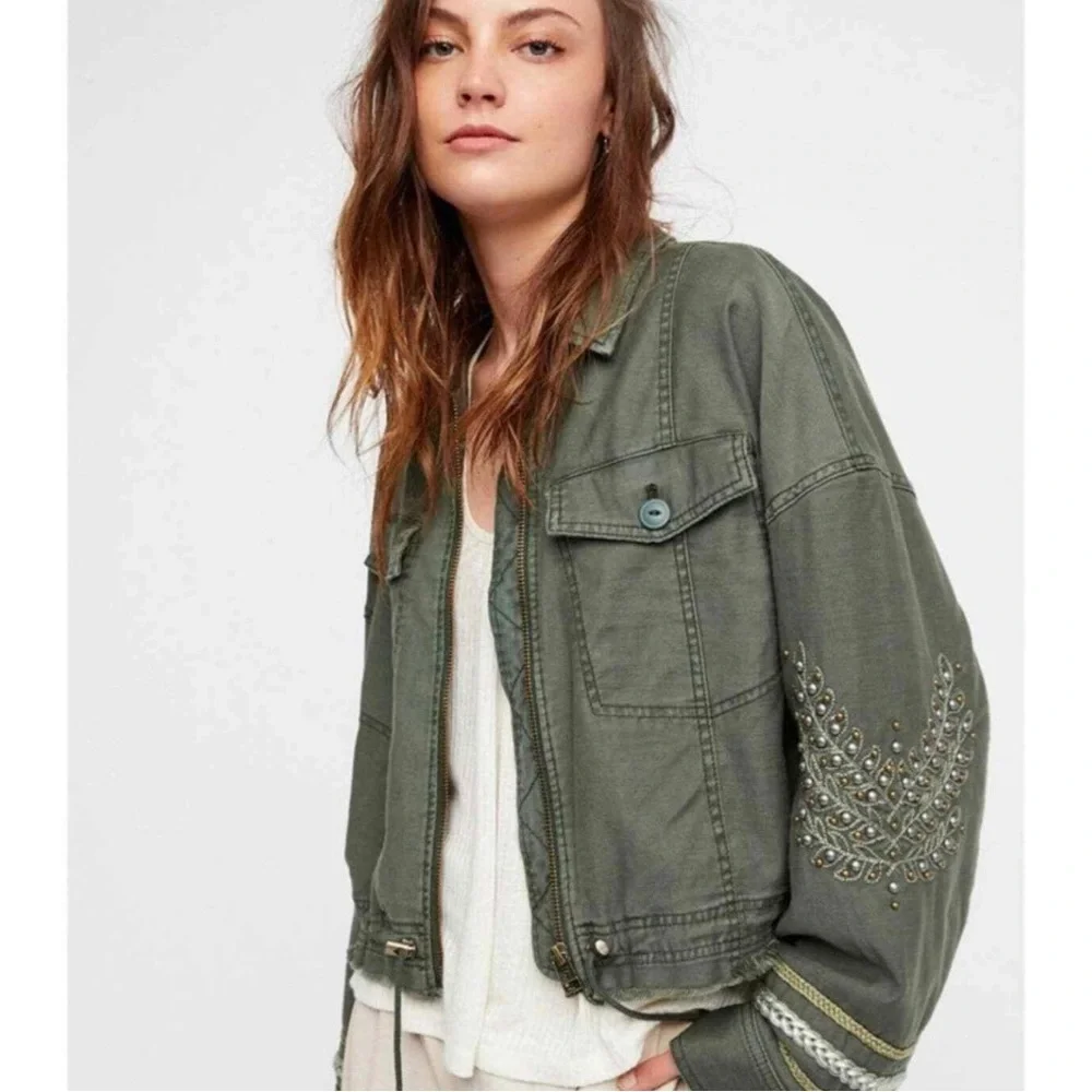 Free People Extreme Cropped Military Jacket - Picture 1 of 8